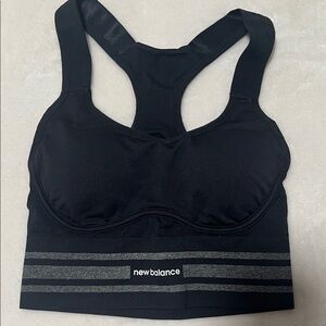New Balance Black Racerback Supportive Sports Bra